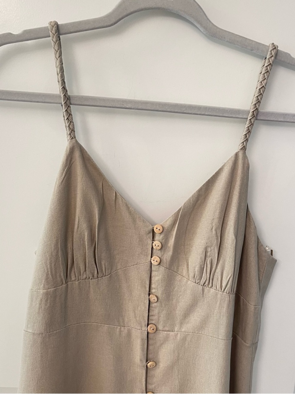 ZARA Neutral Cream Slip Midi Dress with Front Buttons - Picture 5 of 12